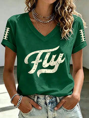Women's Football Fan Print short-sleeved T-shirt