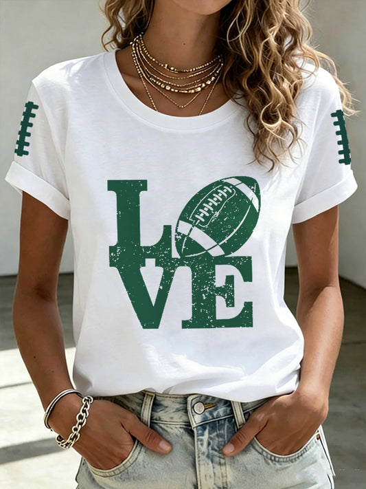 Women's Football Fan Printed short-sleeved T-shirt