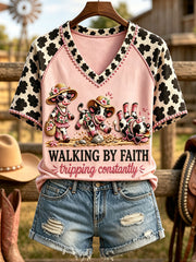 Women's Walking By Faith Tripping Constantly V-neck T-shirt