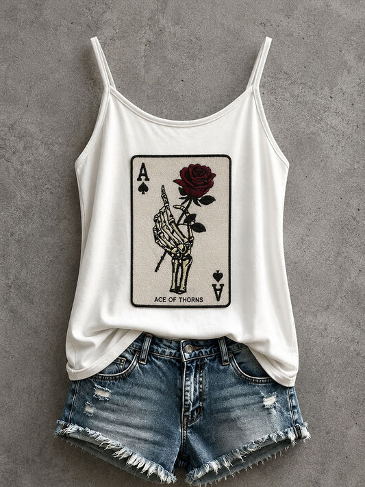 Women's Gothic Skull Playing Card Tank Top