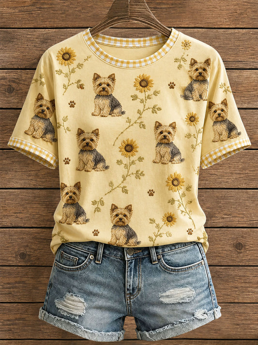 Women's Floral Yorkie T-Shirt