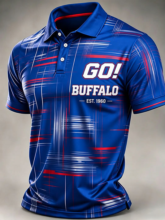 Men's Football Lover Buffalo Print Polo