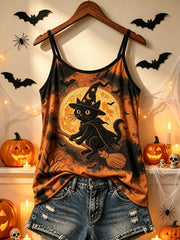 Women's Halloween cat print casual vest