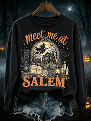 Women's Meet Me At Salem Halloween Print Cozy Sweatshirt