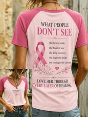 Women's Breast Cancer Awareness Print Casual T-Shirt
