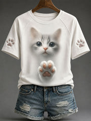 Women's Cat Print Casual T-Shirts