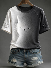 Women's Cat Print Art T-Shirts
