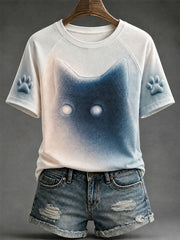 Women's Cat Print Art T-Shirts