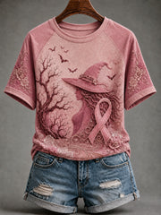 Women's Breast Cancer Round Neck Short Sleeve T-shirt