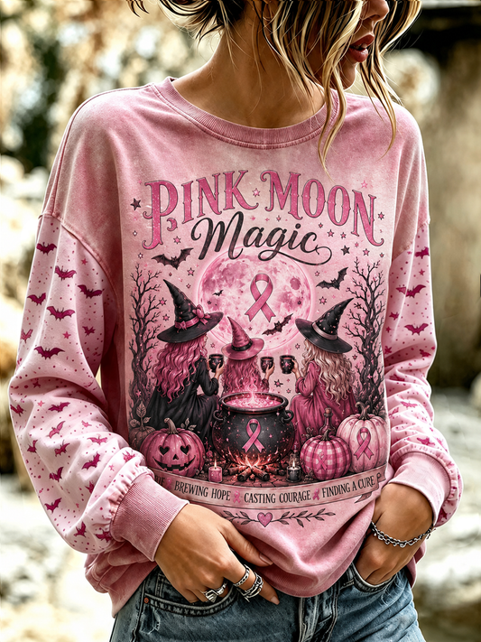 Women's In october we wear pink Printed Regular Sweatshirt