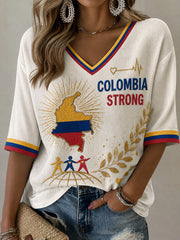 Women's COLOMBIA STRONG Print Casual T-shirt