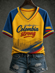 Women's Colombia Strong Printed V-neck T-shirt
