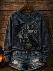 Women's Hello Darkness My Old Friend Halloween Print Sweatshirt