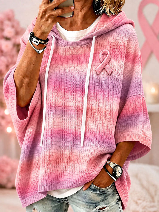 Women's Breast Cancer Awareness Pink Striped Hoodies
