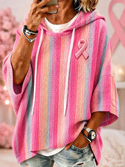 Women's Breast Cancer Awareness Pink Striped Hoodies