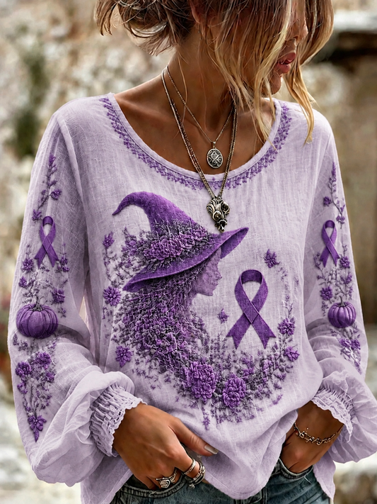 Women's Alzheimer's Awareness Cotton-Linen Shirt