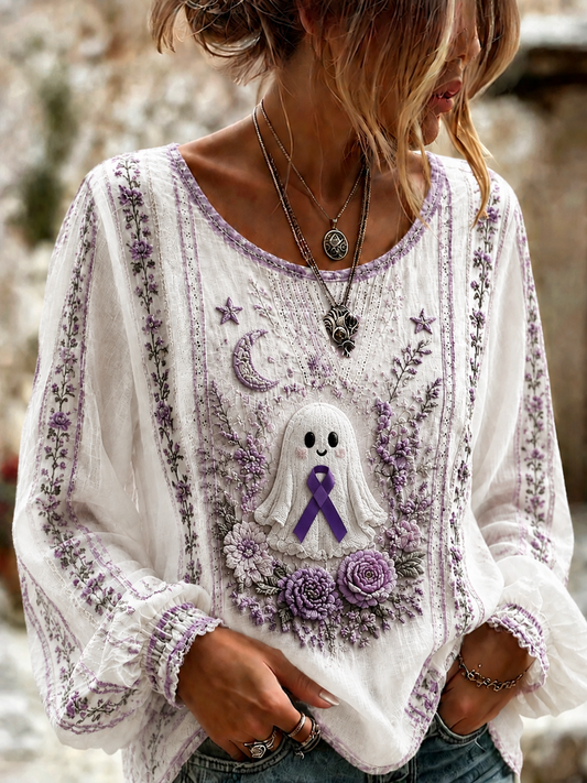 Women's Alzheimer's Awareness Cotton-Linen Shirt