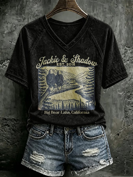 Women's Forever Big Bear Eagle Jackie V-neck T-shirt