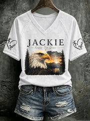 Women's Forever Big Bear Eagle Jackie V-neck T-shirt