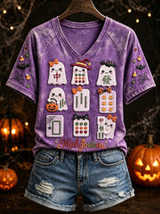 Women’s Halloween Mahjong V-Neck T-Shirts