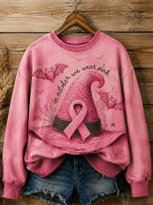 Women's In October We Wear Pink Printed Sweatshirt