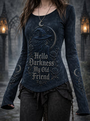 Women's Hello Darkness My Old Friend Halloween Print T-shirt