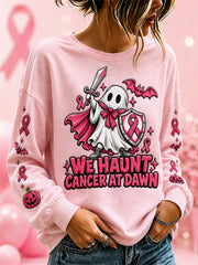 Women’s We Haunt Cancer At Dawn Print Casual Sweatshirt