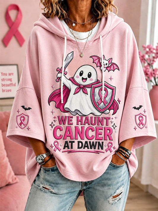 Women’s We Haunt Cancer At Dawn Print Casual Short-Sleeve Hoodie