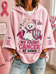 Women’s We Haunt Cancer At Dawn Print Casual Short-Sleeve Hoodie