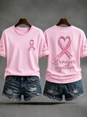 Women's"Stronger Together"Breast Cancer Prevention and Awareness Casual T-shirt