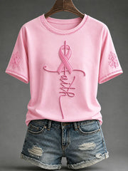 Women's Faith Breast Cancer Prevention and Awareness Casual T-shirt