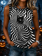Women's Black Cat Stripes  Vests