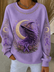 Women's Alzheimer's Awareness Ribbed Round-Neck Sweatshirt