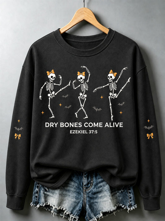Women's Dry Bones Come Alive Print Casual Sweatshirt
