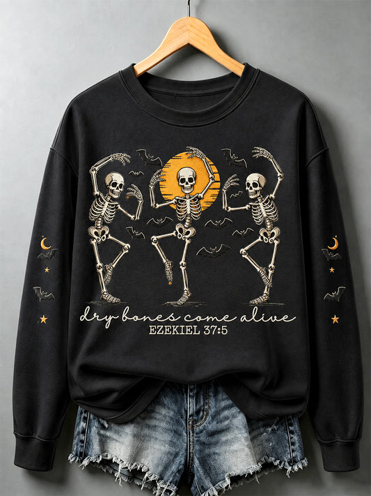 Women's Dry Bones Come Alive Print Casual Sweatshirt