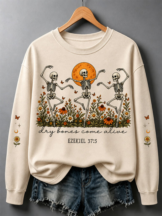 Women's Dry Bones Come Alive Print Casual Sweatshirt
