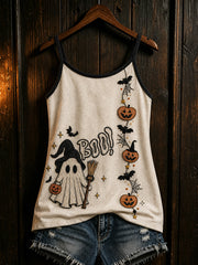 Women's Halloween Cute BOO Pattern Printed Casual Vest
