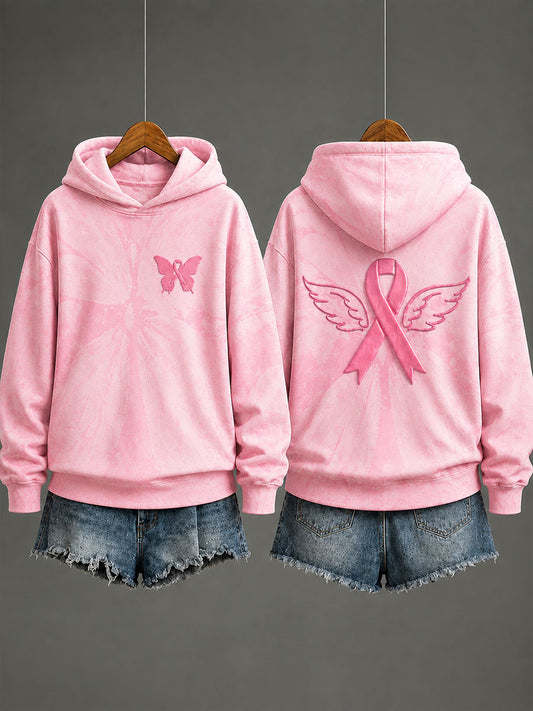 Women's Animal Print Breast Cancer Prevention Regular Sweatshirt