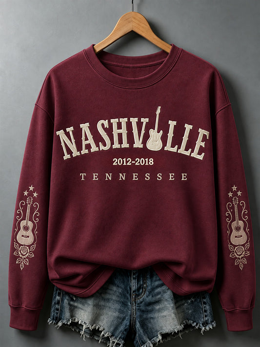 Women's Nashville Born for the Stage Embroidered Print Casual Sweatshirt