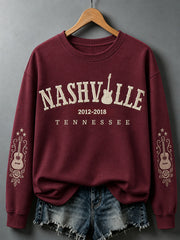 Women's Nashville Born for the Stage Embroidered Print Casual Sweatshirt
