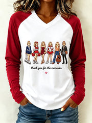 Women's Thank You For The Memories V-Neck Long Sleeve T-Shirt