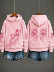 Women's Dog Print Breast Cancer Prevention Regular Sweatshirt