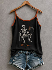 Women's It‘s Fine Fun Skeleton Printed Casual Vest