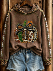 Women's Football Inspired Fall Pumpkin Leopard Print Hoodie