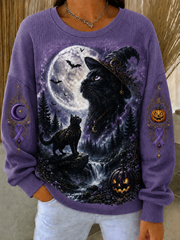 Women's Alzheimer's Awareness Ribbed Round-Neck Sweatshirt