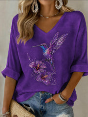 Women's Purple Art Print Casual T-shirt