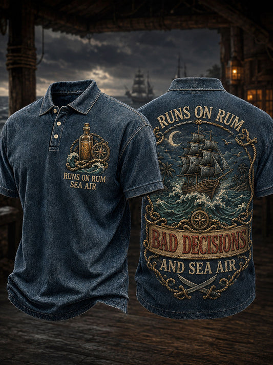 Men's "Runs On Rum Bad Decisions And Sea Air" Tops