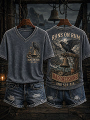 Women's "Runs On Rum Bad Decisions And Sea Air" V-neck T-shirts