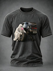 Men's Funny Halloween Car Lover Print T-shirt