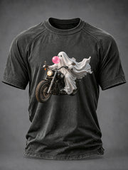Men's Funny Halloween Biker Print T-shirt